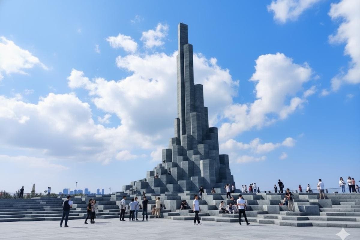 Cận cảnh vẻ đẹp độc đáo của những khối đá xếp lớp tại Tháp Nghinh Phong.